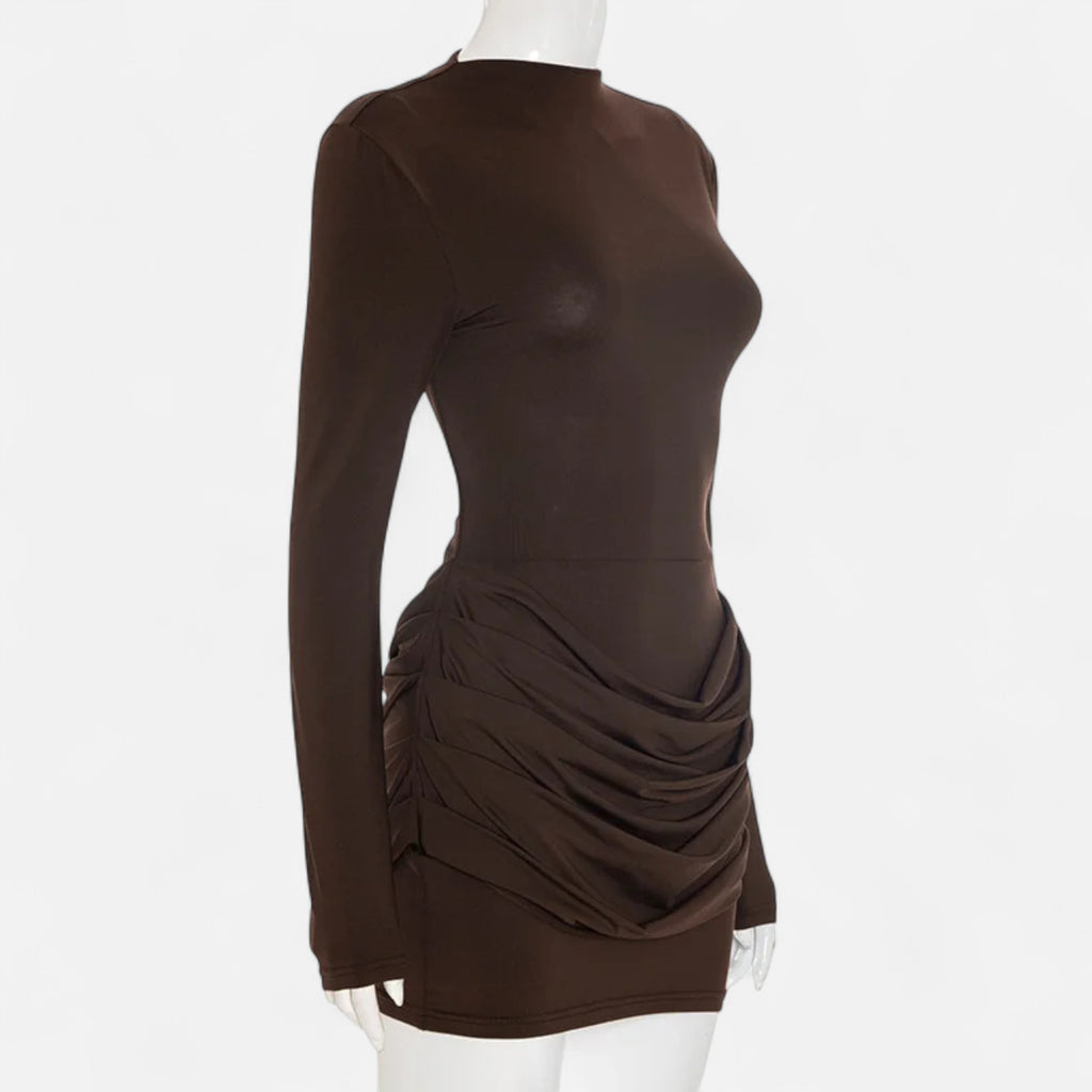 Duvrier | Women’s Long Sleeve Ruched Mini Dress
