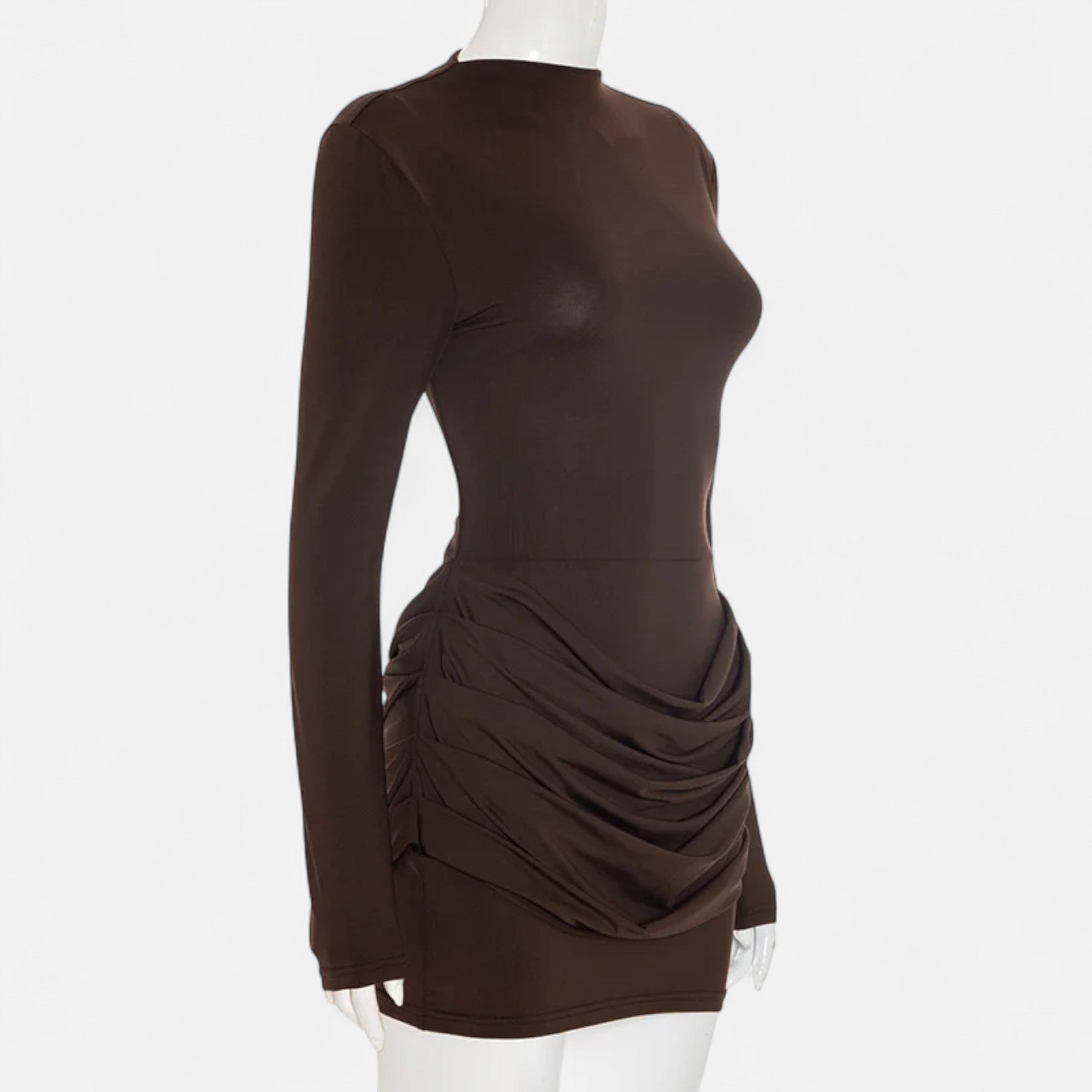 Duvrier | Women’s Long Sleeve Ruched Mini Dress