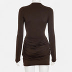 Duvrier | Women’s Long Sleeve Ruched Mini Dress