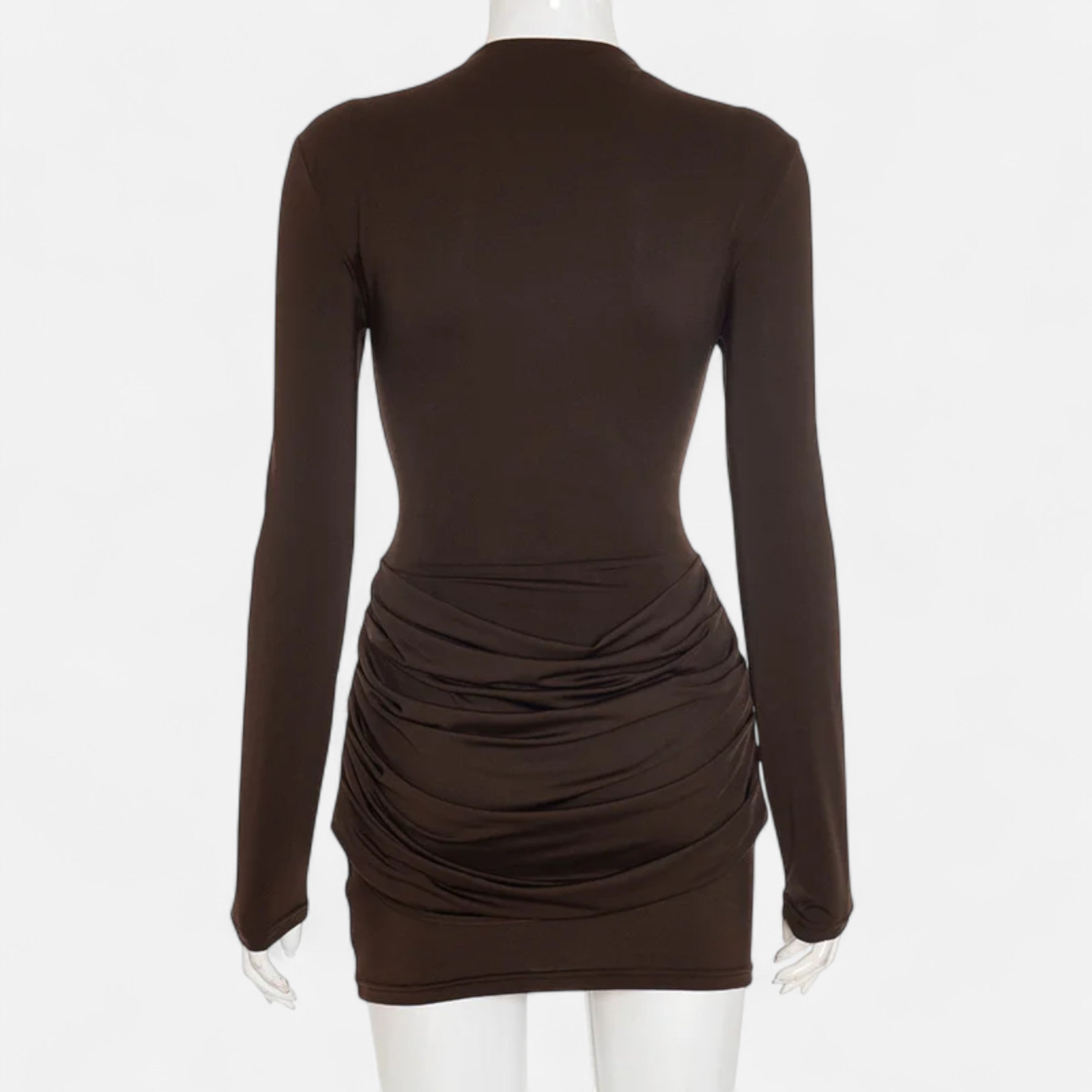 Duvrier | Women’s Long Sleeve Ruched Mini Dress