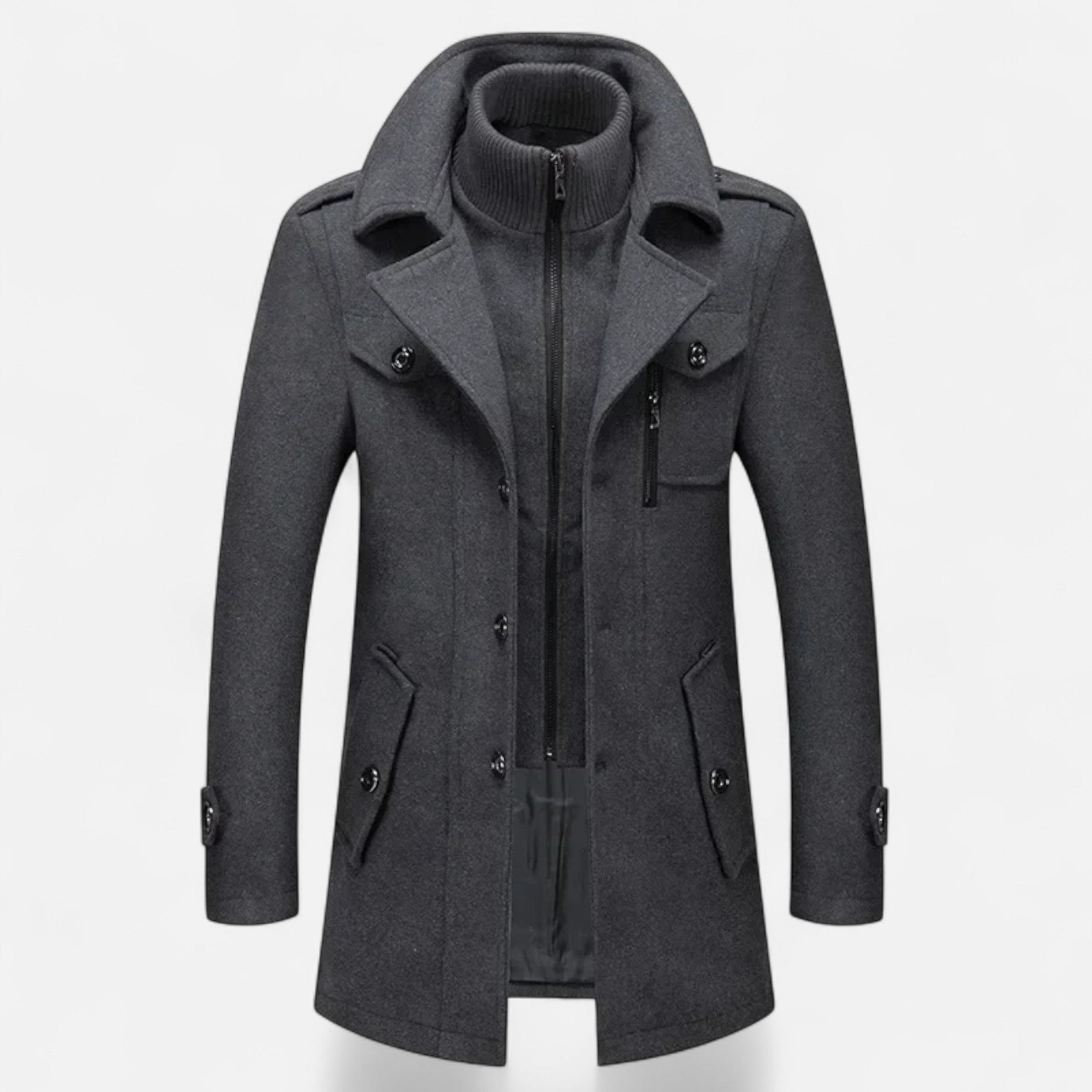 Duvrier | Men’s Double Collar Long Winter Jacket