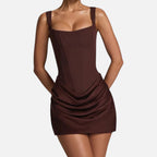 Duvrier | Women’s High Waist Tapered Strap Mini Dress