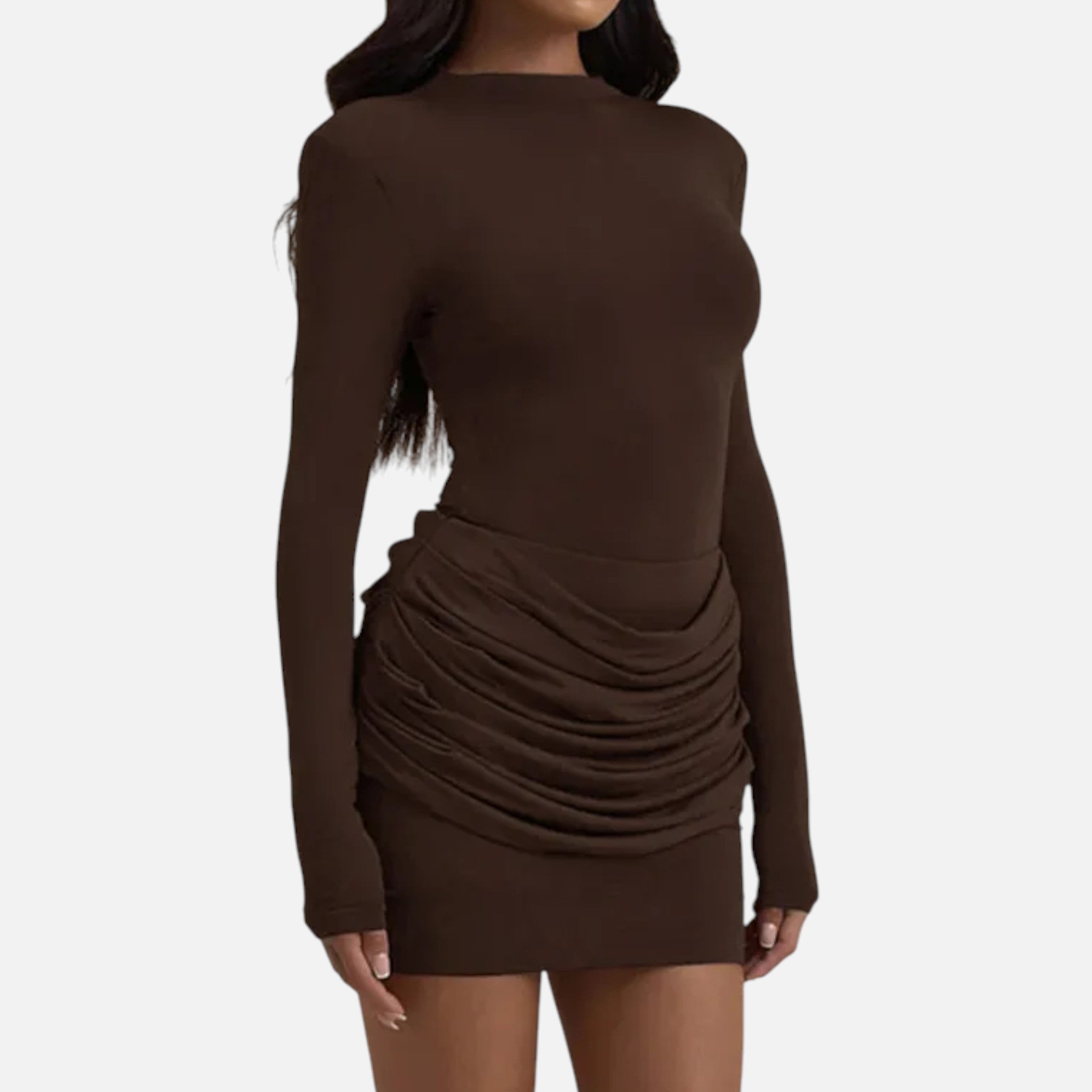 Duvrier | Women’s Long Sleeve Ruched Mini Dress