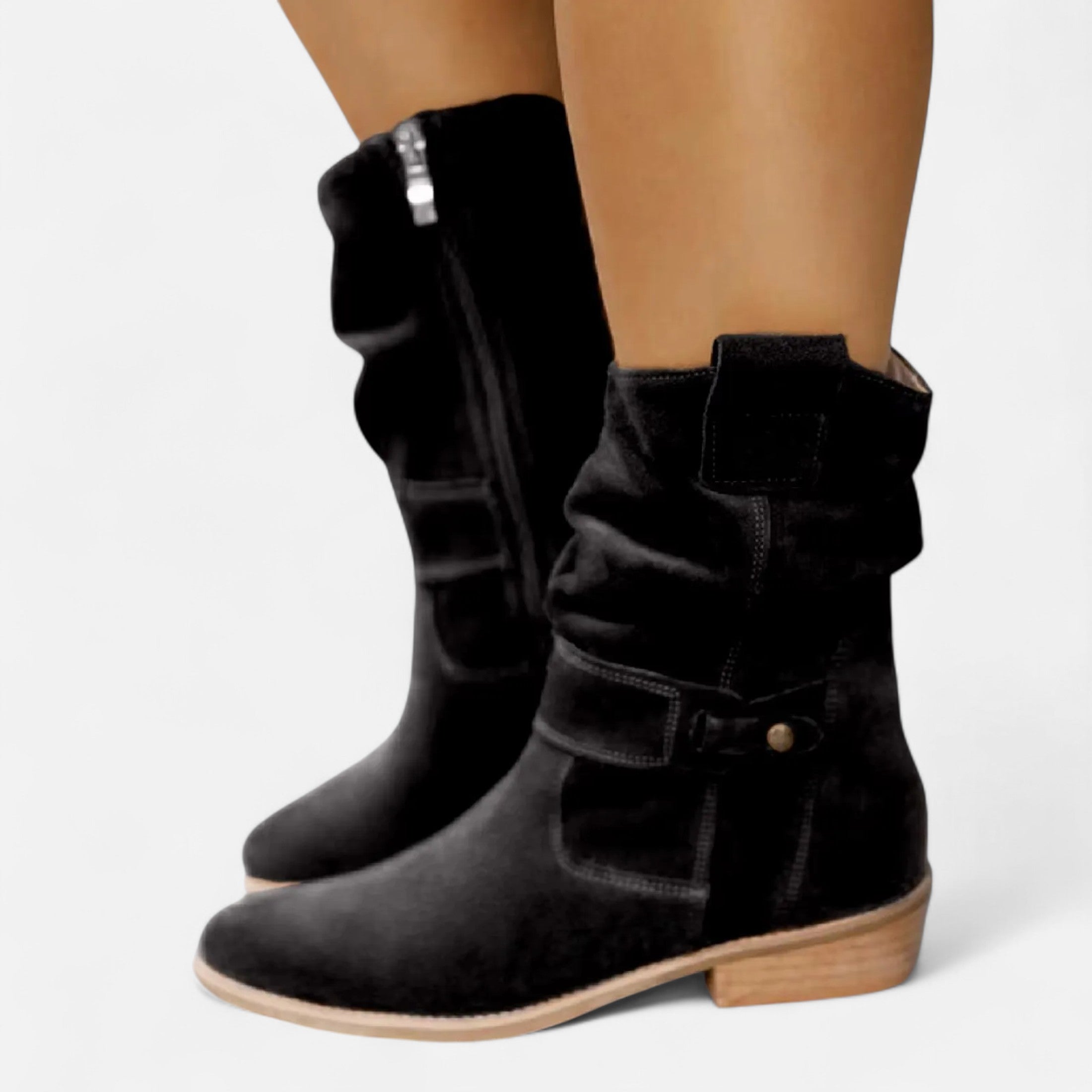 Duvrier | Women’s Suede Western Ankle Boots