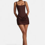 Duvrier | Women’s High Waist Tapered Strap Mini Dress