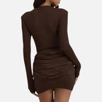 Duvrier | Women’s Long Sleeve Ruched Mini Dress