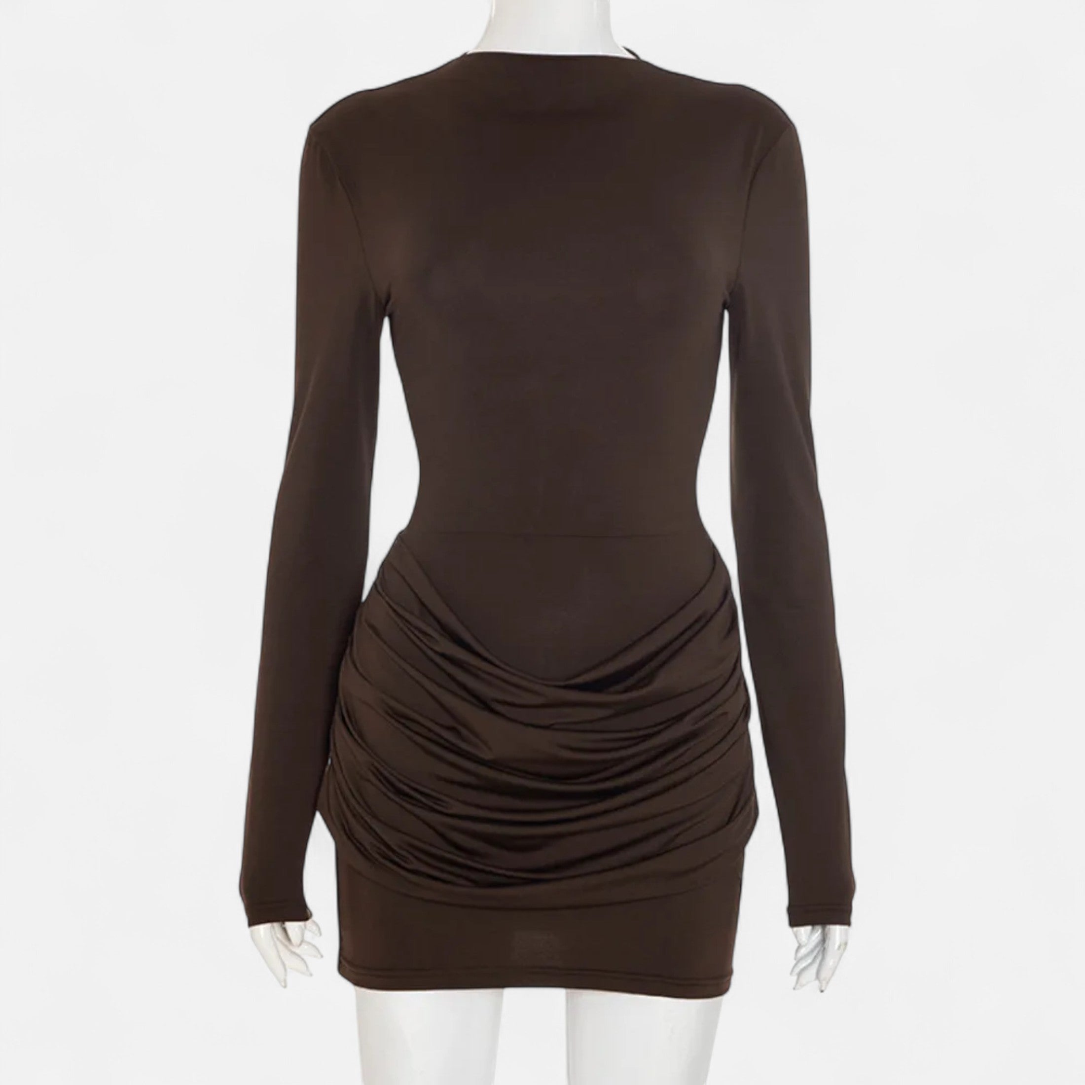 Duvrier | Women’s Long Sleeve Ruched Mini Dress