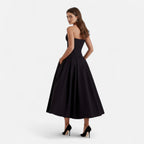 Duvrier | Women’s Corset Pleated A-Line Midi Dress