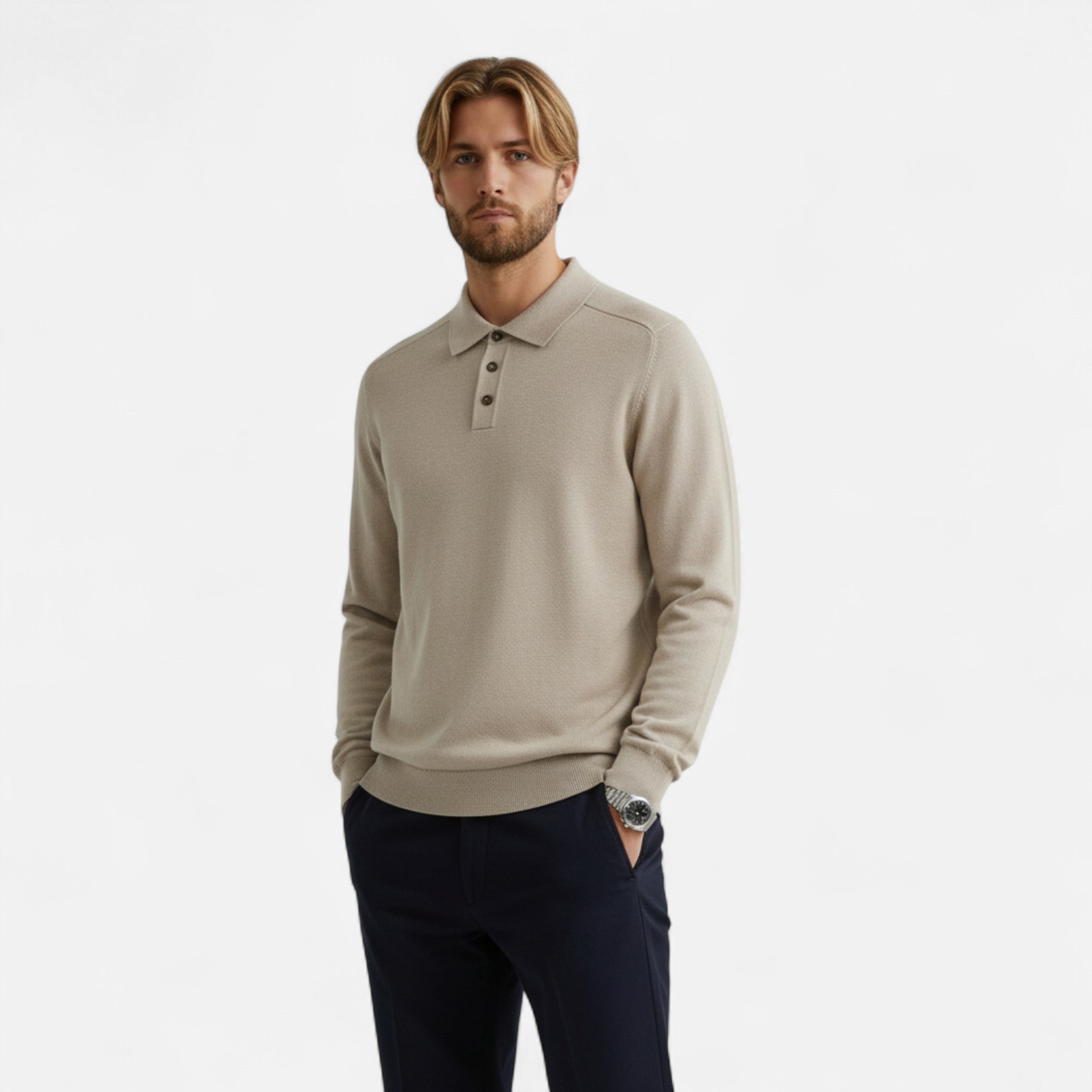 Duvrier | Men’s Polo Collar Knitted Jumper