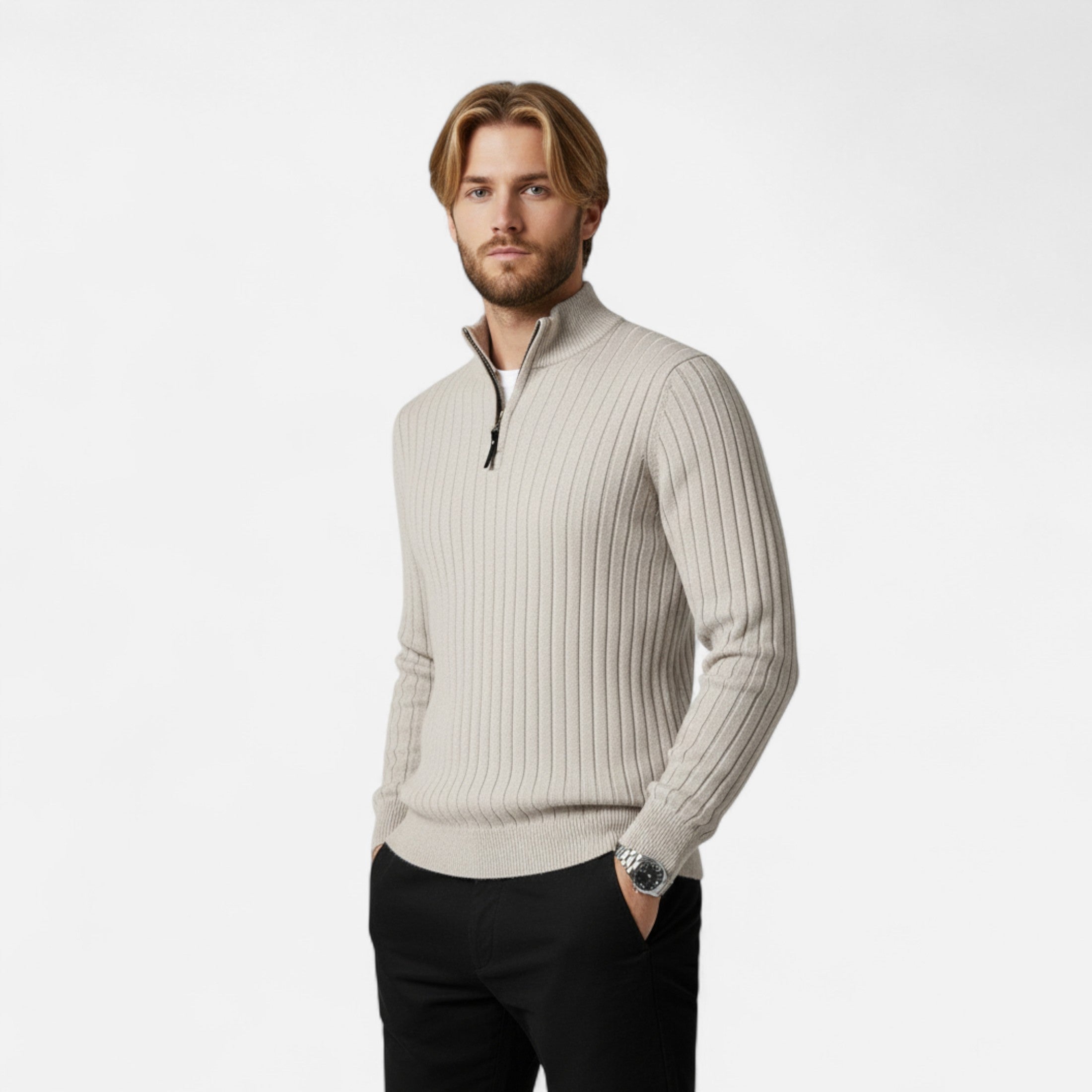 Duvrier | Men’s Half-Zip Stand Collar Jumper