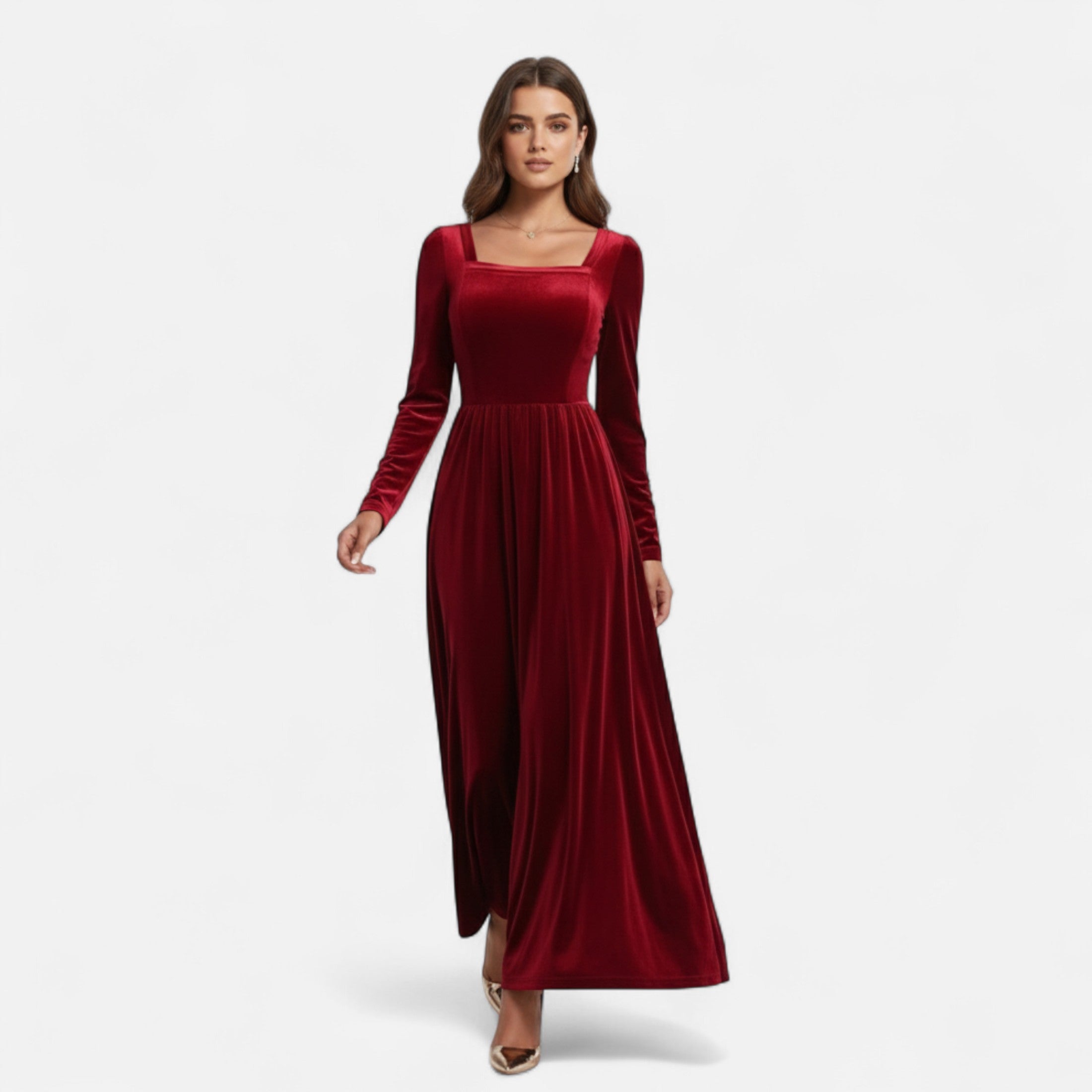 Duvrier | Women’s Velvet A-Line Maxi Dress