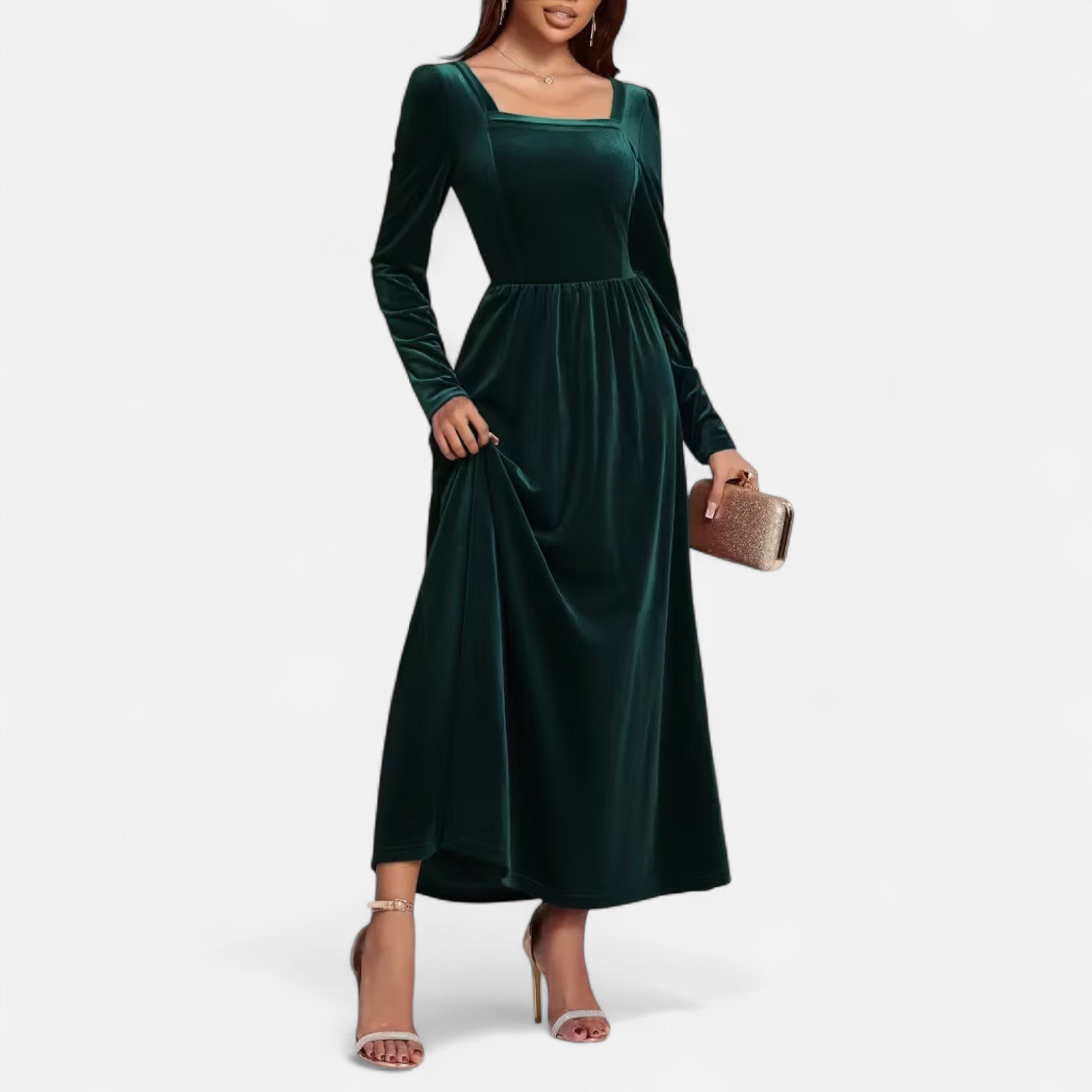 Duvrier | Women’s Velvet A-Line Maxi Dress