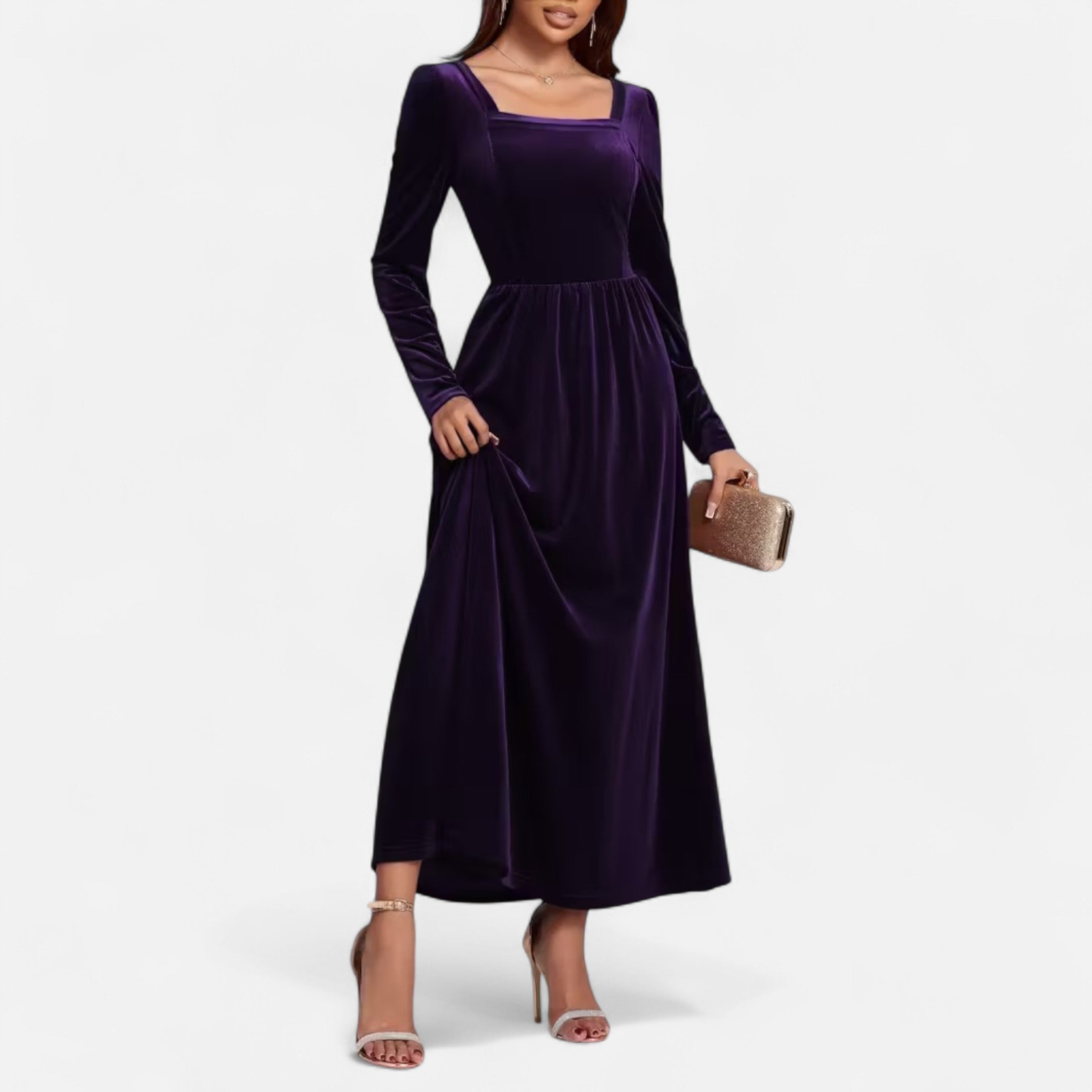 Duvrier | Women’s Velvet A-Line Maxi Dress