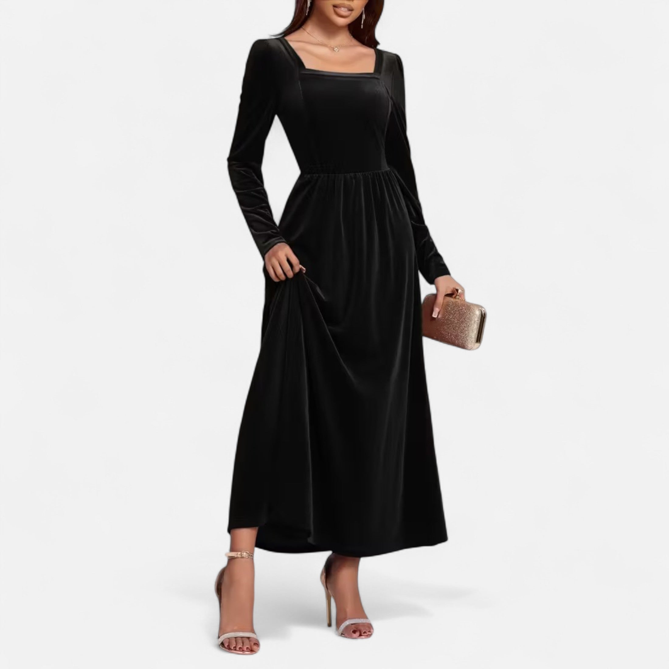 Duvrier | Women’s Velvet A-Line Maxi Dress