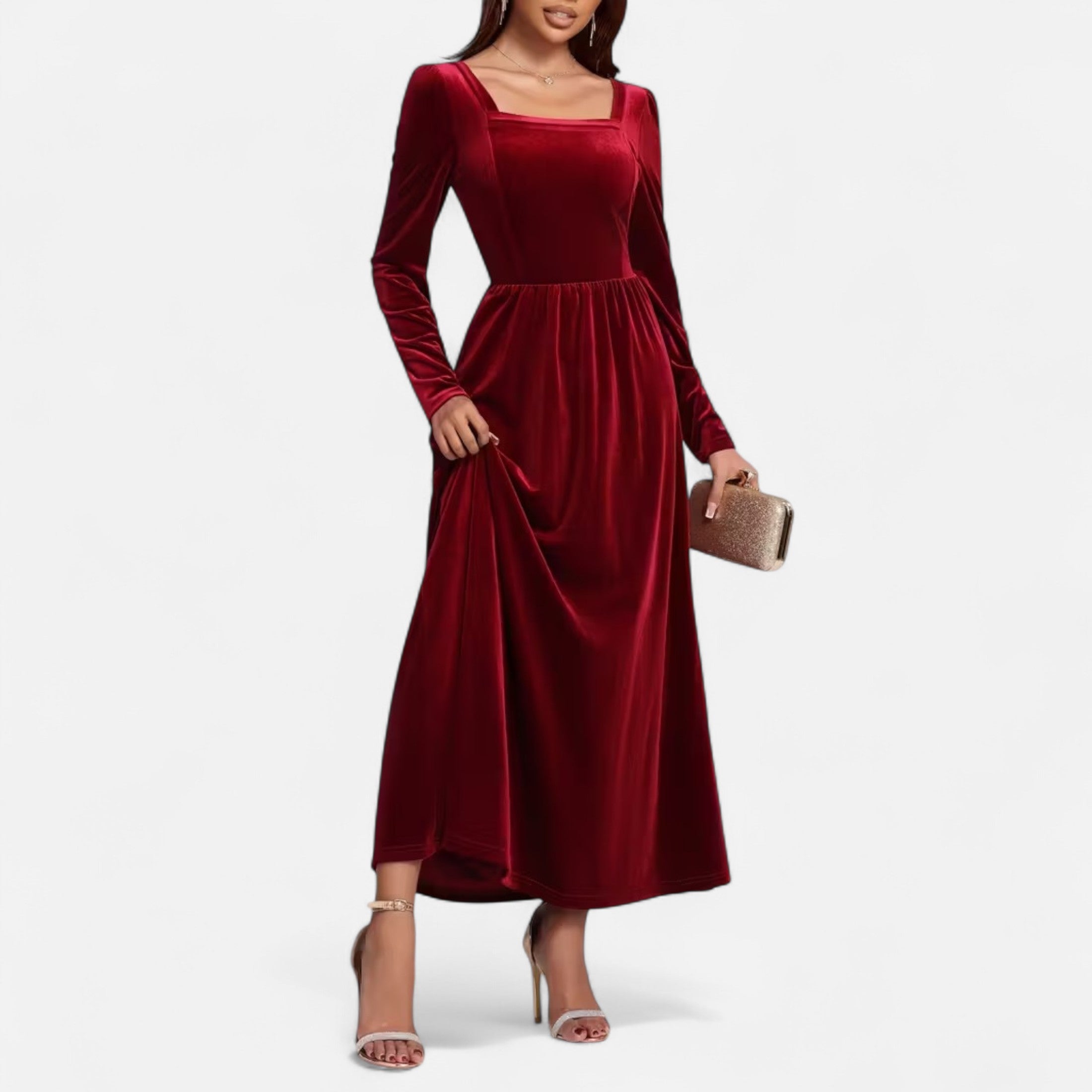 Duvrier | Women’s Velvet A-Line Maxi Dress